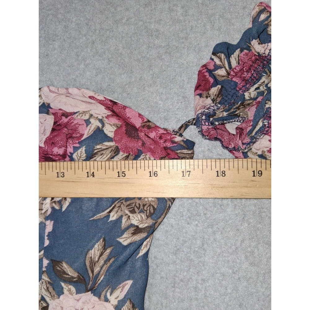 Babydoll Cropped Off The Shoulder Balloon Sleeve Blouse Small Floral Coquette - Picture 6 of 14